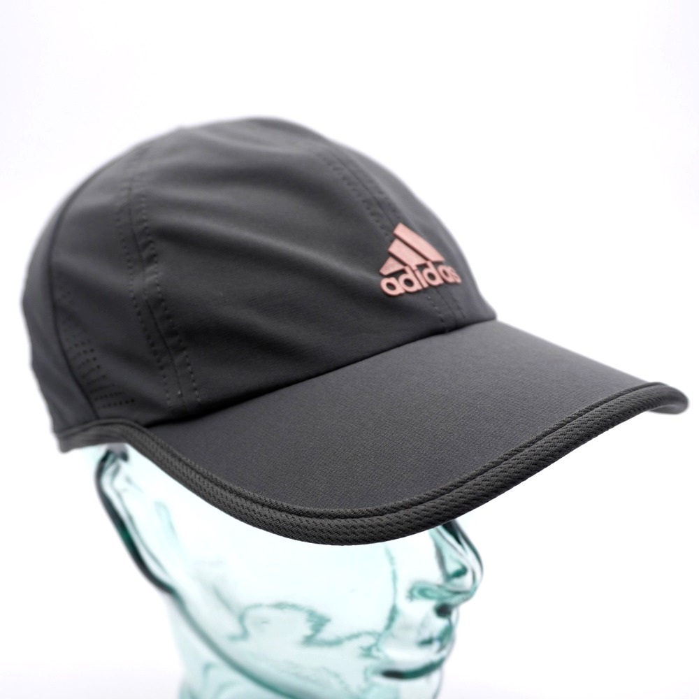 Adidas AeroReady Running Cap Gray Rose Gold Logo Adjustable Hat
